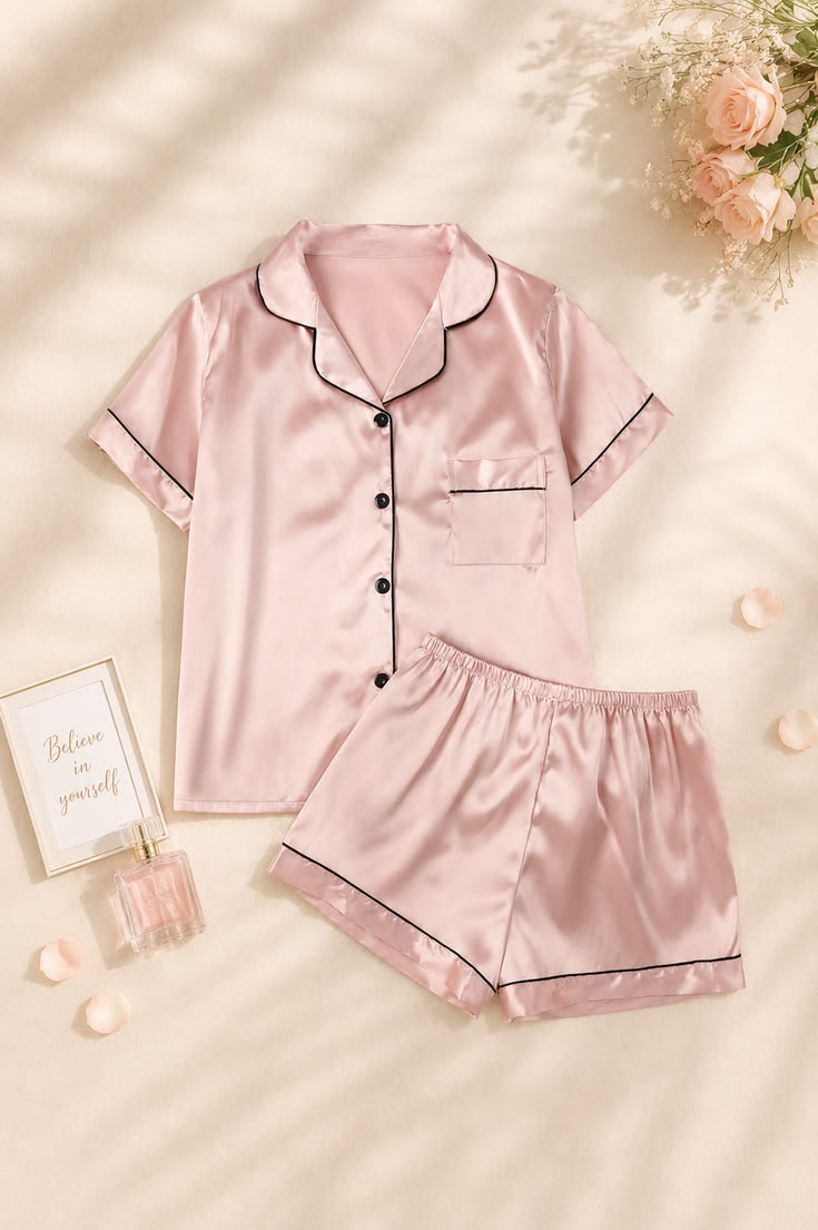 Ensemble short (coton viscose satin )